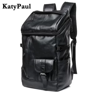 Luxury Brand Man Leather Casual Solid Daypacks Travel Large Capacity Backpack Students 16 inches Laptop Schoolbag Men Mochila