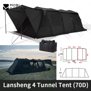 Mobi Garden 6-8persons Family Luxury Glamping Tent 23.1㎡Area Large Trapezoidal Tunnel Tent Outdoor Picnic Waterproof PU4000MM