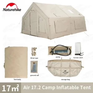 Naturehike Glamping Luxury 17.2 Camp Inflatable Tent Large Space 600D Polyester 1 Room 1 Hall Travel Family Tent Easy To Build