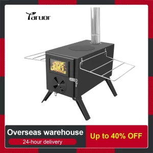 Outdoor Camp Tent Firewood Stove Portable Wood Burning Stove Multifunctional Firewood Burner with Detachable Chimney Camping